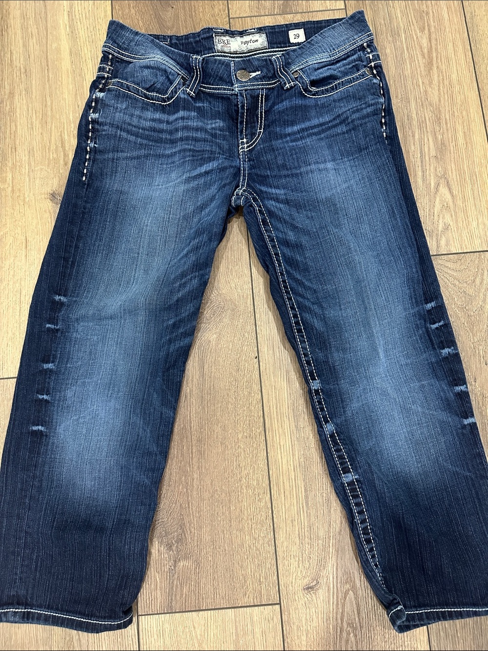 BKE Women's Dark Blue Bootcut Jeans with Contrast Stitching